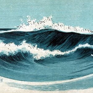 UEHARA: OCEAN WAVES. Color woodcut by Uehara Konen, early 20th century