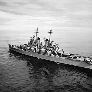 USS Helena, off the Coast of California prior to firing a Reclus I rocket, 1957