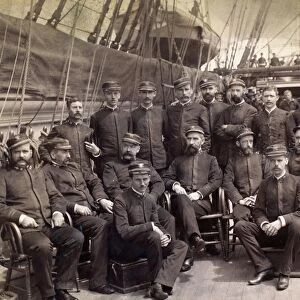 USS MOHICAN, c1885. Group photo of officers of the steam sloop of war USS Mohican