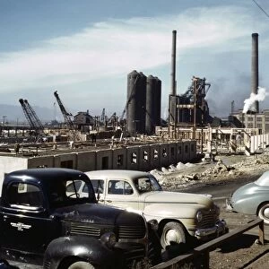 UTAH: STEEL MILL, 1942. Construction site of Columbia Steel Company in Geneva, Utah