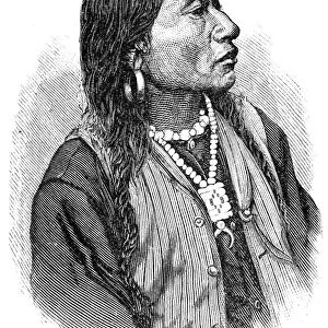 UTE CHIEF, 1879. Jack, sub-chief of the White River Ute. Wood engraving, American, 1879