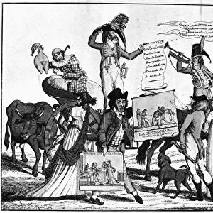 VACCINATION CARTOON, c1800. Traveling Vaccine. Edward Jenners smallpox vaccination seen as a show traveling from fair to fair. Engraved cartoon, French, c1800, which also testifies to the popularity of vaccination