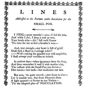 VACCINATION: POEM, 1792. Detail from a broadside printed at Boston, Massachusetts