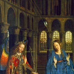 VAN EYCK: ANNUNCIATION. The Annunciation. Oil on canvas, Jan van Eyck, c1435