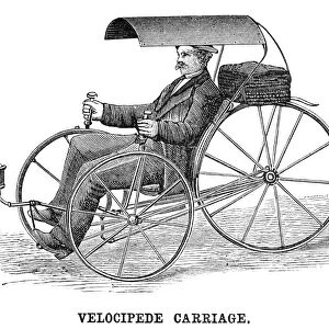 VELOCIPEDE CARRIAGE, 1881. A German invention. Wood engraving, 1881
