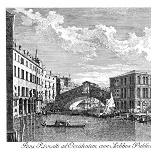 VENICE: GRAND CANAL, 1735. The Grand Canal in Venice, Italy. View of the Rialto Bridge