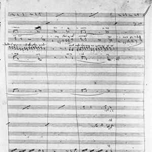 VERDI: RIGOLETTO, 1850. A page from the autograph manuscript of Giuseppe Verdis Rigoletto