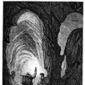 VERNE: JOURNEY. The Crossroads. Wood engraving after a drawing by Edouard Riou from a 19th century edition of Vernes Journey to the Center of the Earth