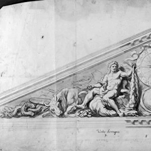 VERSAILLES: PEDIMENT, 1679. Study for the pediment of the Marble Court at Versailles