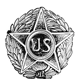 VETERAN BUTTON. Button for American veterans of World War I. Line drawing