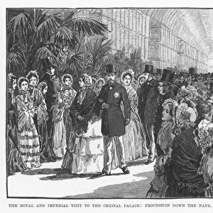 VICTORIA & NAPOLEON III. The visit of Queen Victoria and Emperor Napoleon III of France to the Crystal Palace, 20 April 1855: wood engraving, late 19th century