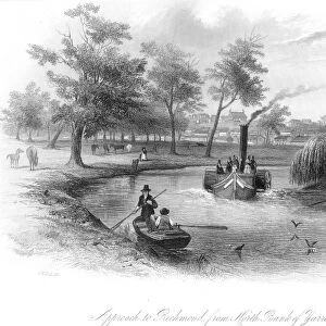 VICTORIA: RICHMOND, 1856. Approach to Richmond, Victoria, from the north bank of the Yarra Yarra: steel engraving, Australian, 1856