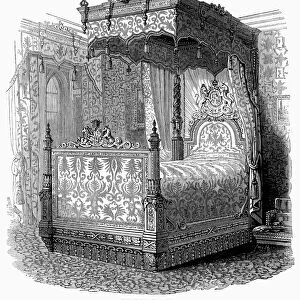 VICTORIAN BED, 1846. The superb state bed. Wood engraving, 1846
