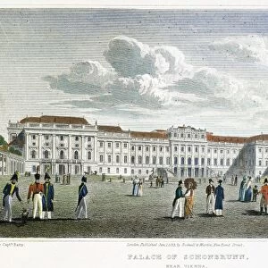 VIENNA, 1823. The Palace of Schonbrunn, Vienna, Austria. Steel engraving, English, 1823, after a drawing by Robert Batty