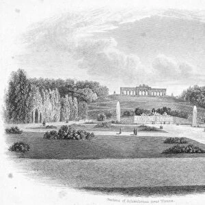 VIENNA: SCHOENBRUNN, 1823. The Gardens of Schoenbrunn Palace, Vienna, Austria. Steel engraving, 1823, after a drawing by Robert Batty