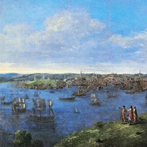 VIEW OF BOSTON, 1738. Oil on canvas, 1738, by John Smibert