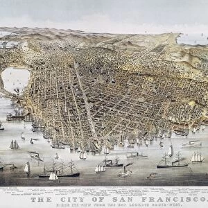 VIEW OF SAN FRANCISCO, 1878. Bird s-eye view of San Francisco from the Bay