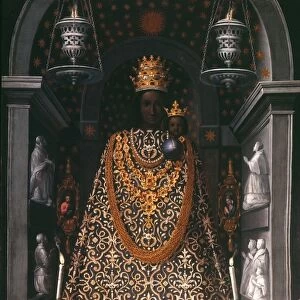 VIRGIN OF GUADALUPE. Virgin of Guadalupe (Black Madonna): oil on canvas, 17th century