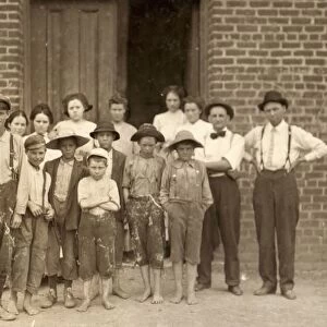 VIRGINIA: COTTON MILL, 1911. Boys outside of the Century Cotton Mill in South Boston