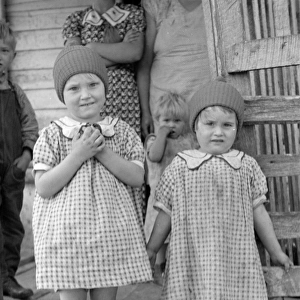 VIRGINIA: GIRLS, 1935. Two young sisters at Old Rag Mountain, Shenandoah National Park, Virginia