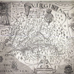 VIRGINIA MAP, 1612. Captain John Smiths map of Virginia, 1612