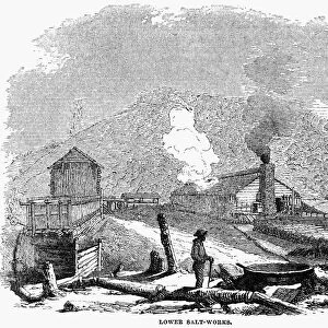 VIRGINIA: SALT MINE, 1857. Salt mine at Saltville, Virginia. Wood engraving, American, 1857