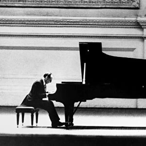 VLADIMIR HOROWITZ (1903-1989). American (Ukrainian-born) pianist, in concert at Carnegie Hall, April 1966