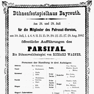 WAGNER: PARSIFAL, 1882. Printed announcement of the first performances of Richard