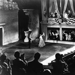 Walter Huston as Abraham Lincoln in a scene at Fords Theater in the D. W. Griffith film Abraham Lincoln, 1930