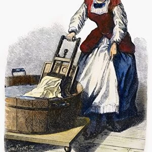 WASHBOARD, 1870. A newly-patented washboard. Wood engraving, American, 1870