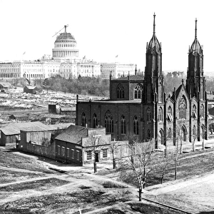 WASHINGTON, D. C. c1863. A view of Old Trinity Church, at Third Street and Indiana