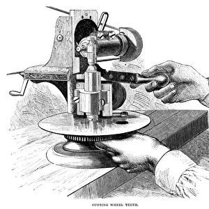 WATCHMAKER, 1869. Machine used to cut watch wheel teeth, at the Elgin National