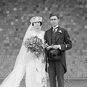 WEDDING, 1922. A bride and groom. Photograph, 1922