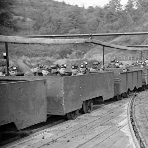 WEST VIRGINIA: COAL MINE. Coal miners coming out of the mine at the end of the