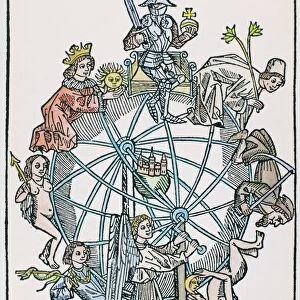 WHEEL OF FORTUNE. An astrological representation of the Wheel of Fortune, depicting