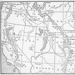 WHITMANs ROUTE. Map of the route traveled by Marcus Whitman and his guide Asa