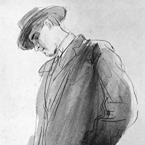 WILLIAM BUTLER YEATS (1865-1939). Irish poet and playwright. Pencil and wash, c1910, by Augustus John