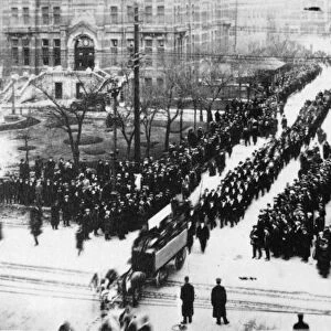 WINNIPEG: PROTEST, 1919. Mass protest in front of City Hall at Winnepeg, Canada