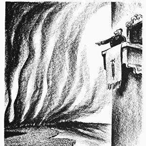 It Is My Wish. American cartoon by D. R. Fitzpatrick, 1940, on Italian dictator Benito Mussolinis declaration of war against France on 10 June 1940