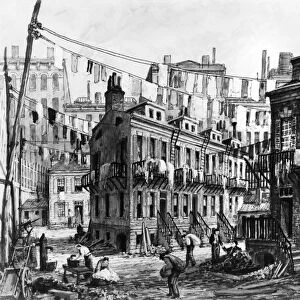 WITHAM: BAXTER ST. c1885. Baxter Street, in the Lower East Side Slums. Watercolor, Charles W