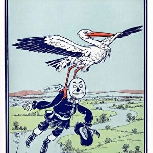 WIZARD OF OZ, 1900. The stork carried him up into the air. Illustration by W