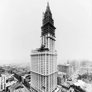 WOOLWORTH BUILDING, 1912. Tower construction for the Woolworth Building on lower Broadway