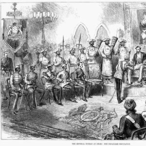 WORLD HISTORY: INDIA. The proclamation of Queen Victoria as Empress of India at the Imperial Durbar at Delhi on 1 January 1877. The Nepali deputation. Contemporary English wood engraving