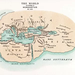 WORLD MAP. Pre-Christian era, c450 B. C. according to the writings of Herodotus