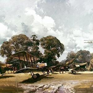 World War I Aircraft. The Gunbus (Vickers FB5). Painting by Frank Wootton