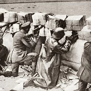 WORLD WAR I: BARRICADE. Members of the Spartacus League barricading themselves