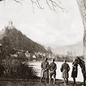WORLD WAR I: COCHEM, C1918. American soldiers look across the Moselle river at