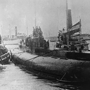 WORLD WAR I: DEUTSCHLAND. The German U-151 merchant submarine Deutschland, led by Paul Konig