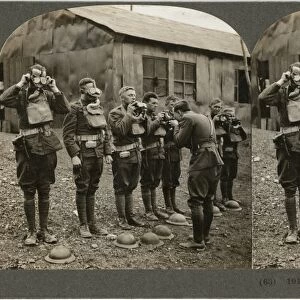 WORLD WAR I: GAS MASKS. American soldiers in France during World War I learning