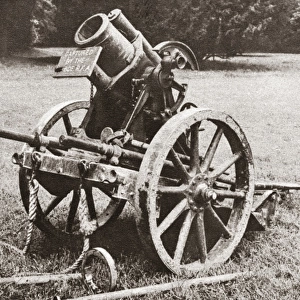 WORLD WAR I: GERMAN MORTAR. German trench mortar known as the trouble maker